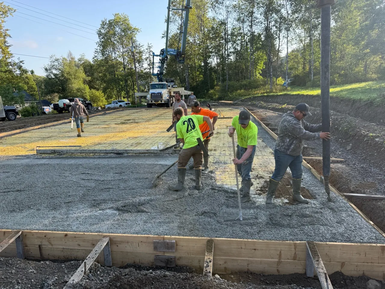 Bennett’s crew working together on a concrete pour